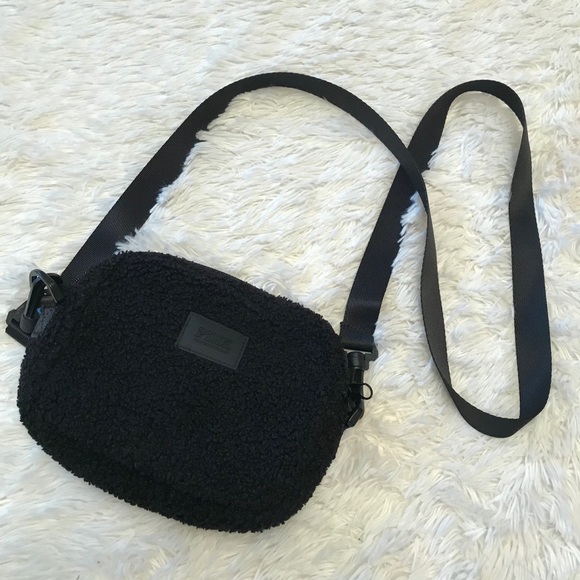 PINK Victoria's Secret Handbags - VS PINK Cozy Sherpa Black Crossbody Bag